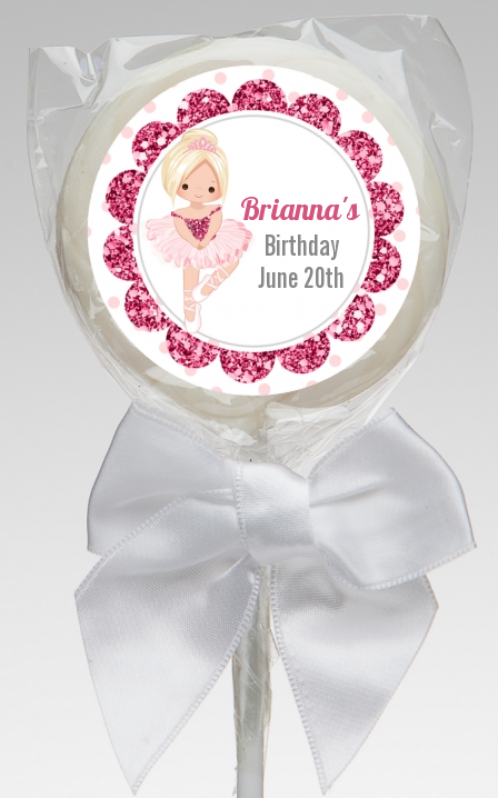  Ballerina - Personalized Birthday Party Lollipop Favors Black Hair