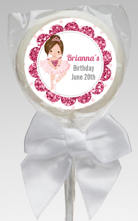  Ballerina - Personalized Birthday Party Lollipop Favors Black Hair
