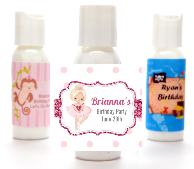  Ballerina - Personalized Birthday Party Lotion Favors Black Hair