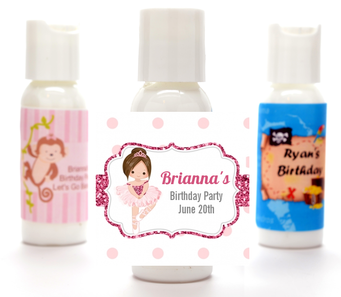  Ballerina - Personalized Birthday Party Lotion Favors Black Hair