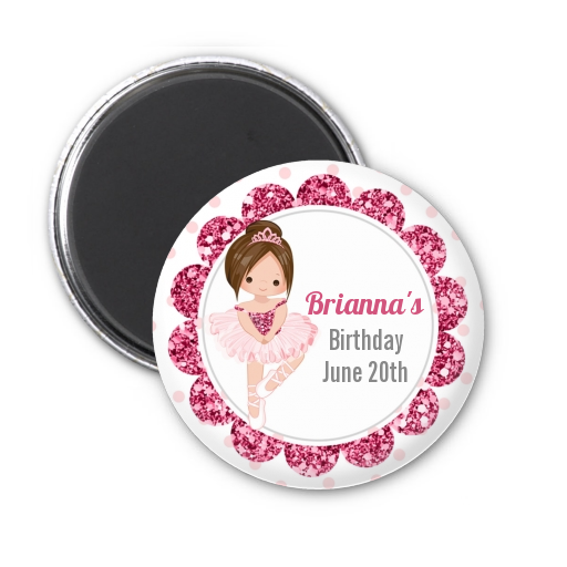  Ballerina - Personalized Birthday Party Magnet Favors Black Hair