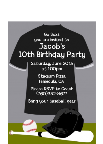 Baseball Jersey Black and White - Birthday Party Petite Invitations