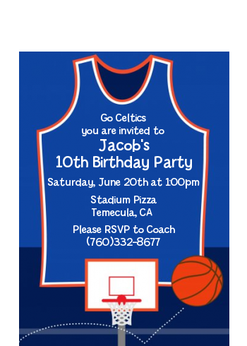 Basketball Jersey Blue and Orange - Birthday Party Petite Invitations