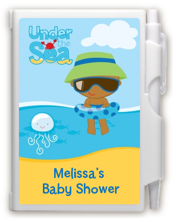 Beach Baby African American Boy - Baby Shower Personalized Notebook Favor