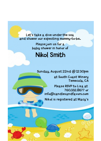 Beach Baby Asian Boy - Baby Shower Petite Invitations