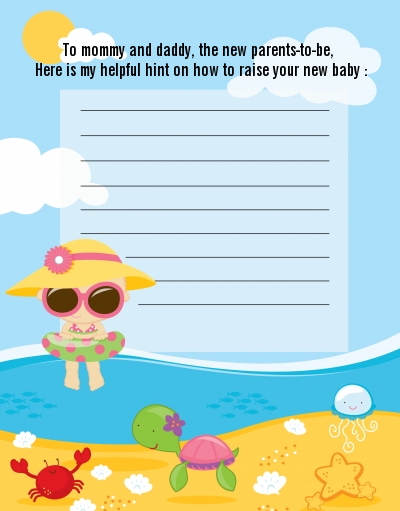 Beach Baby Girl - Baby Shower Notes of Advice