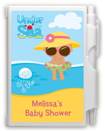 Beach Baby Hispanic Girl - Baby Shower Personalized Notebook Favor