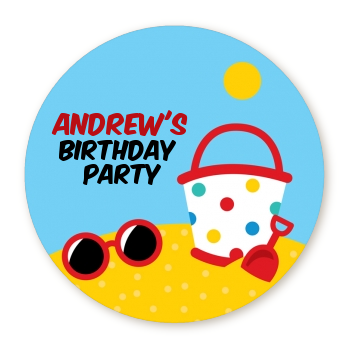  Beach Toys - Round Personalized Birthday Party Sticker Labels 