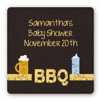Beer and Baby Talk - Square Personalized Baby Shower Sticker Labels
