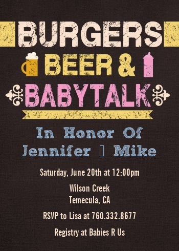  Beer and Baby Talk - Baby Shower Invitations Blue