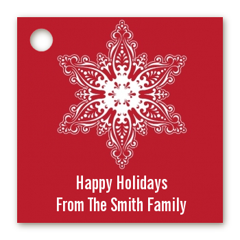 Big Red Snowflake - Personalized Christmas Card Stock Favor Tags