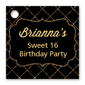 Black and Gold Glitter - Personalized Birthday Party Card Stock Favor Tags
