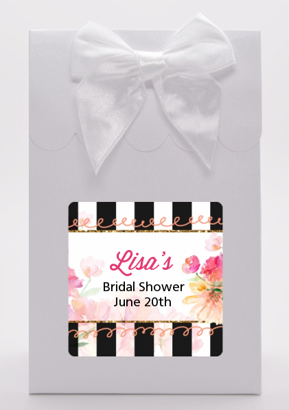 Black And White Stripe Floral Watercolor - Bridal Shower Goodie Bags