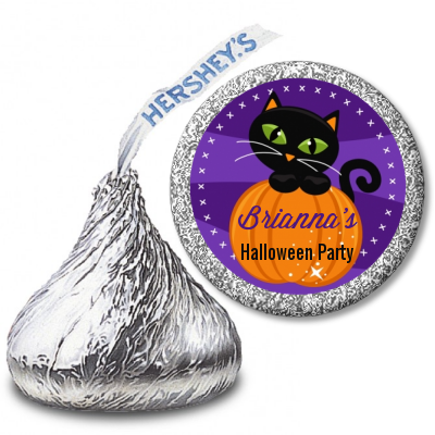 Black Cat Pumpkin - Hershey Kiss Halloween Sticker Labels