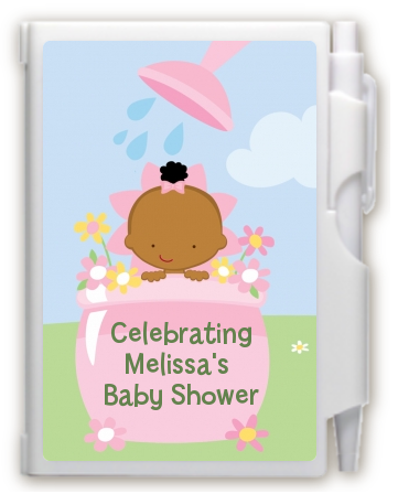 Blooming Baby Girl African American - Baby Shower Personalized Notebook Favor