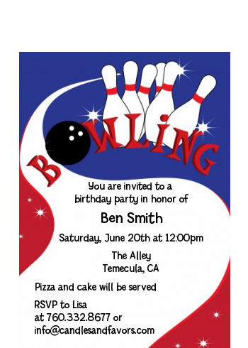 Bowling Boy - Birthday Party Petite Invitations