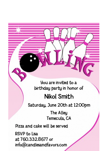 Bowling Girl - Birthday Party Petite Invitations
