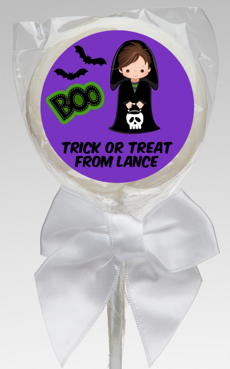  Boy Cape Costume - Personalized Halloween Lollipop Favors Option 1