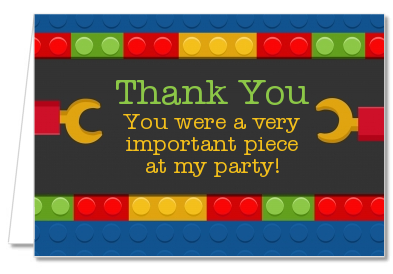 Building Blocks - Birthday Party Thank You Cards