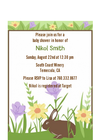 Bunny - Baby Shower Petite Invitations