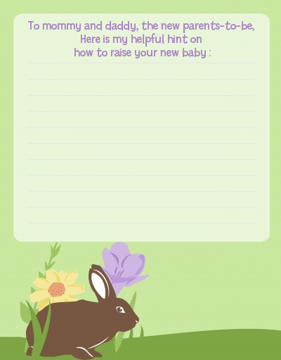 Bunny - Baby Shower Notes of Advice
