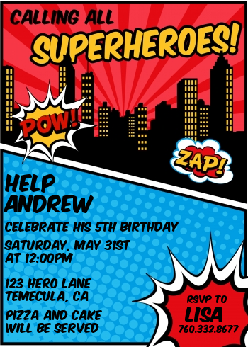 Superhero invitations discount