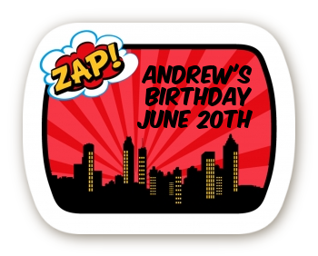 Calling All Superheroes - Personalized Birthday Party Rounded Corner Stickers