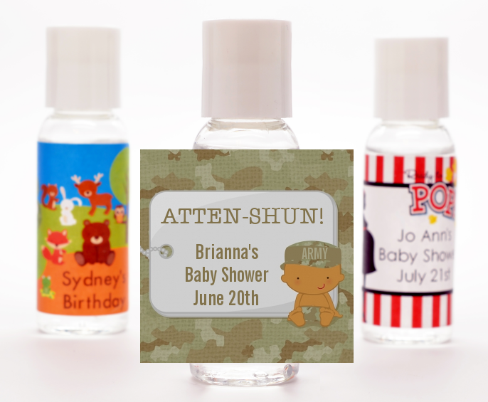  Camo Military - Personalized Baby Shower Hand Sanitizers Favors Caucasian