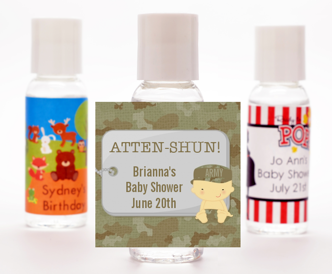  Camo Military - Personalized Baby Shower Hand Sanitizers Favors Caucasian