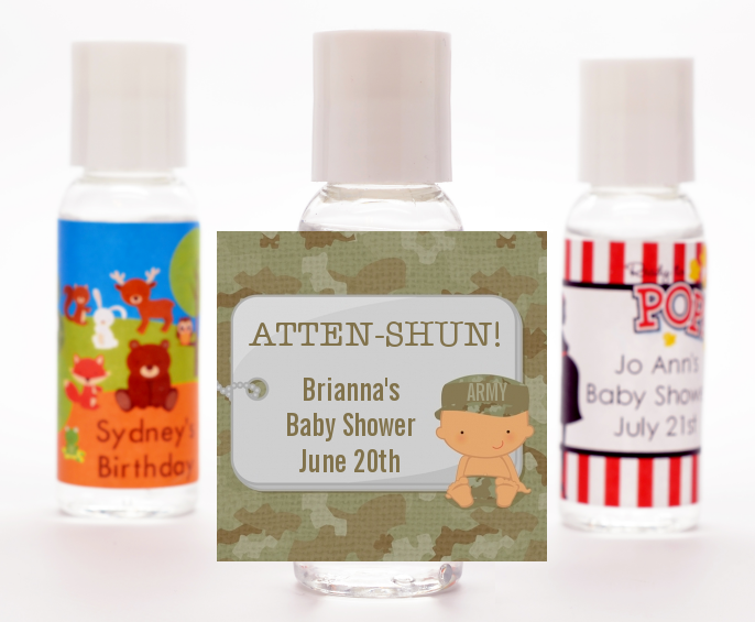 Camo Military - Personalized Baby Shower Hand Sanitizers Favors Caucasian