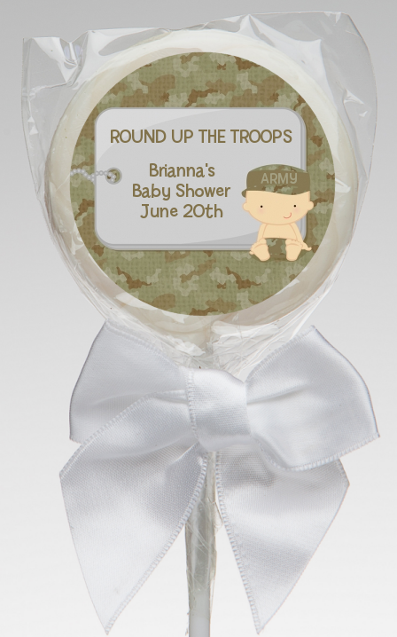  Camo Military - Personalized Baby Shower Lollipop Favors Caucasian