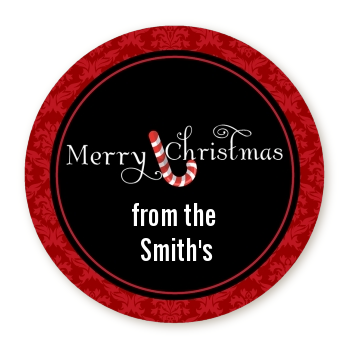  Candy Canes - Round Personalized Christmas Sticker Labels 