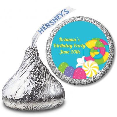 Candy Land - Hershey Kiss Birthday Party Sticker Labels