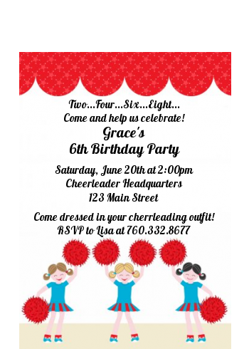 Cheerleader - Birthday Party Petite Invitations