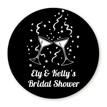  Cheers - Round Personalized Bridal Shower Sticker Labels 