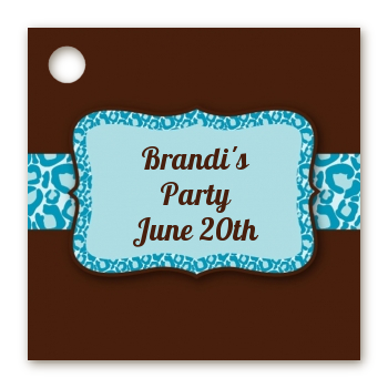 Cheetah Print Blue - Personalized Birthday Party Card Stock Favor Tags