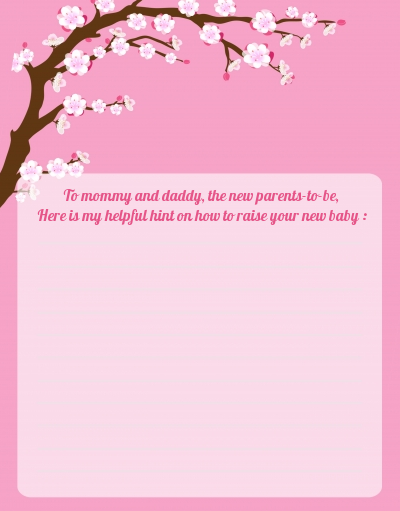 Cherry Blossom - Baby Shower Notes of Advice
