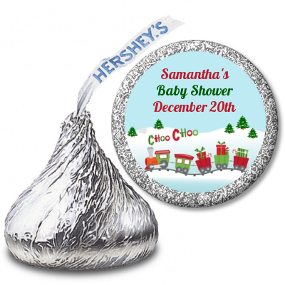 Choo Choo Train Christmas Wonderland - Hershey Kiss Baby Shower Sticker Labels
