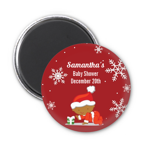  Christmas Baby Snowflakes African American - Personalized Baby Shower Magnet Favors A