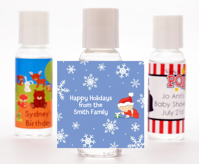  Christmas Baby Snowflakes - Personalized Christmas Hand Sanitizers Favors Blue