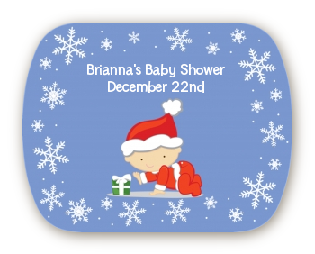  Christmas Baby Snowflakes - Personalized Baby Shower Rounded Corner Stickers A