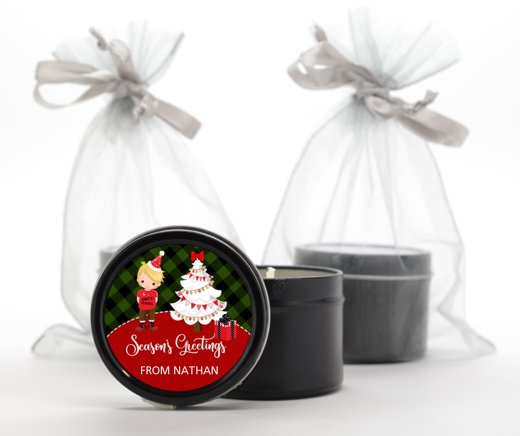  Christmas Boy - Christmas Black Candle Tin Favors OPTION 1