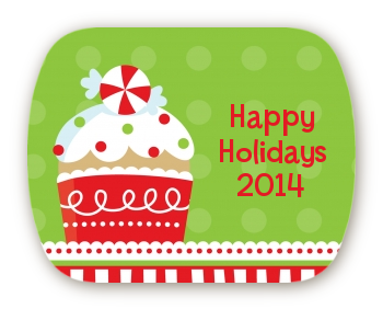 Christmas Cupcake - Personalized Christmas Rounded Corner Stickers
