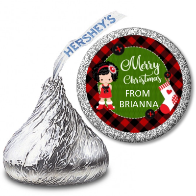  Christmas Girl - Hershey Kiss Christmas Sticker Labels Option 1