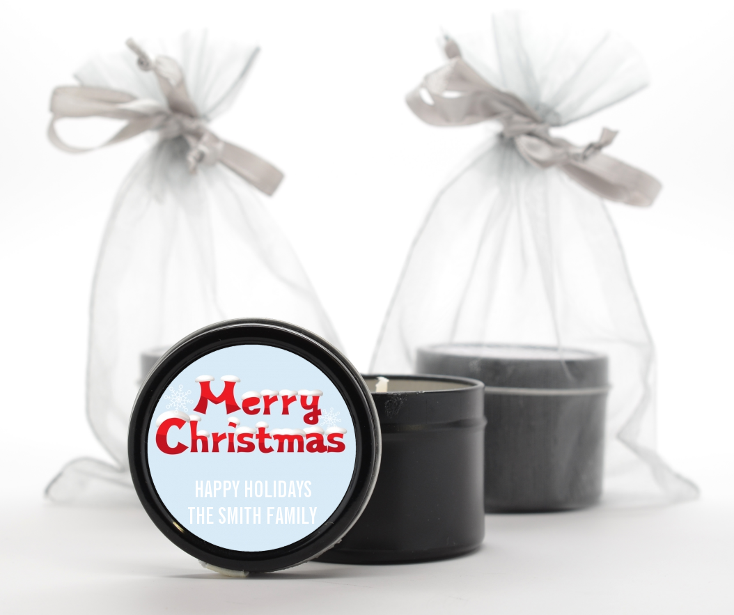 Christmas Time - Christmas Black Candle Tin Favors Option 1