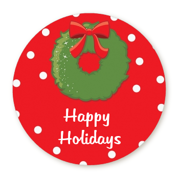  Christmas Wreath - Round Personalized Christmas Sticker Labels 