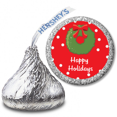 Christmas Wreath - Hershey Kiss Christmas Sticker Labels
