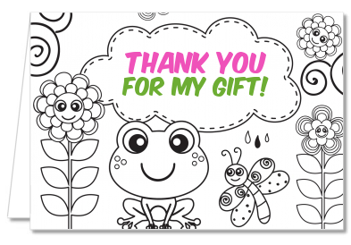 Color Your Own - Spring Garden - Birthday Party Thank You Cards
