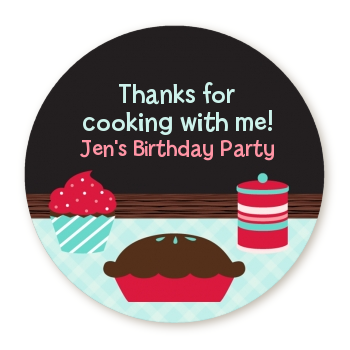  Cooking Class - Round Personalized Birthday Party Sticker Labels 