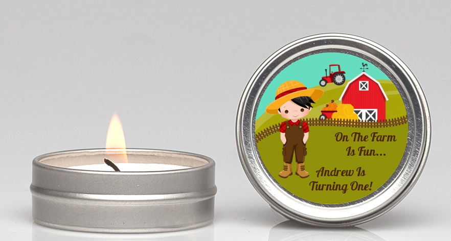  Country Boy On The Farm - Birthday Party Candle Favors Option 1 - Brown Hair